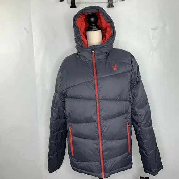 Spyder Nexus Puffer Jacket Gray Red NWT Size M Jackets & Coats